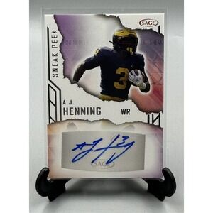 2023 SAGE Sneak Peek Autographs #SPA-AJH A.J. Henning RC AUTO Michigan Wolverine